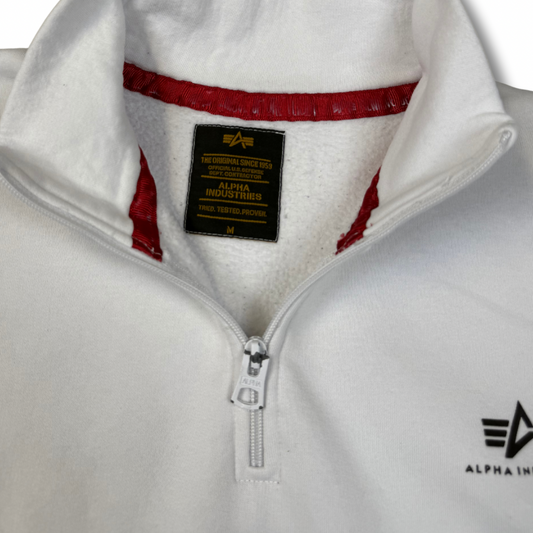 Alpha Industries Half Zip Weiß (M)