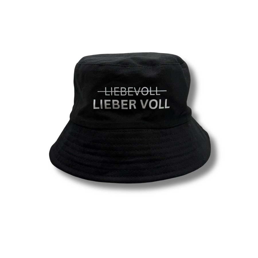 Fischerhut "LIEBER VOLL" Schwarz