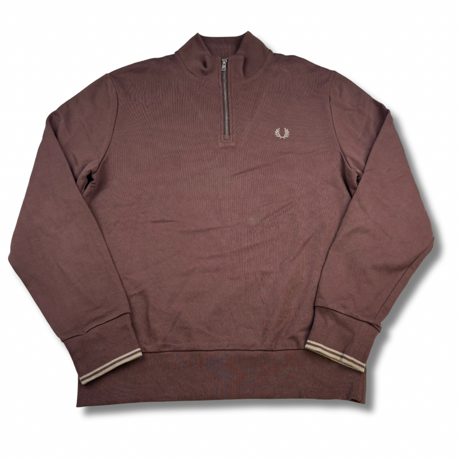 Fred Perry Quarter-Zip Rot-Braun (L)