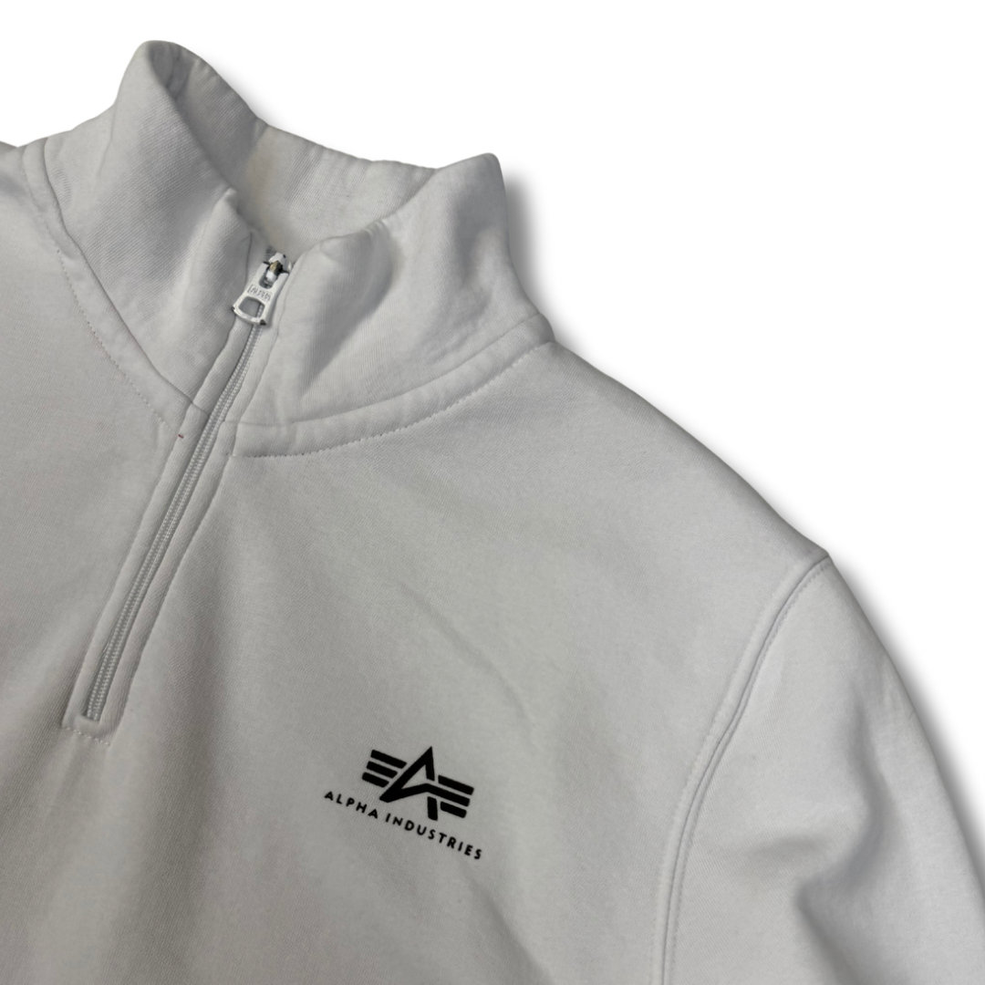 Alpha Industries Half Zip Weiß (M)