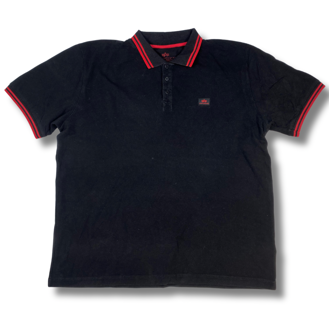 Alpha Industries Poloshirt Schwarz-Rot (XXXL)