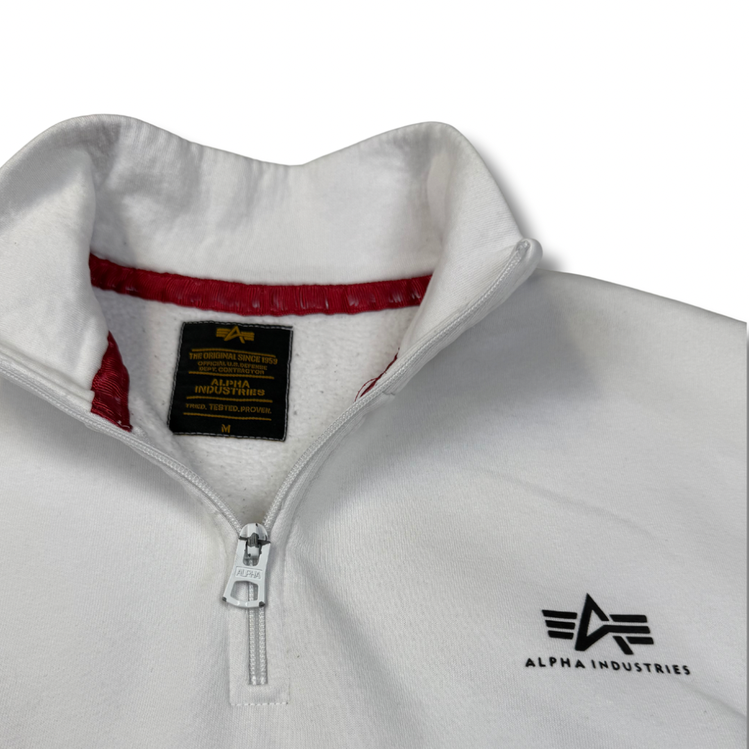 Alpha Industries Half Zip Weiß (M)