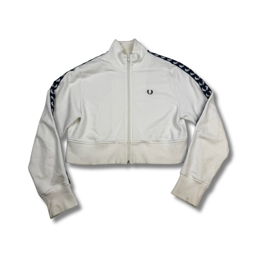 Fred Perry Cropped Trainingsjacke Weiß (S) Beschädigt